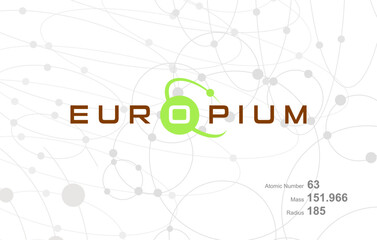 Modern logo design for the word "Europium" which belongs to atoms in the atomic periodic system.