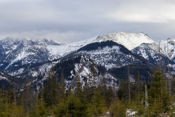 Obraz premium Breathtaking winter landscape of Tatra Mountains in Poland.