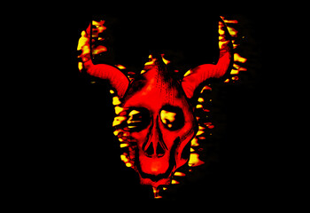 burning ox skull