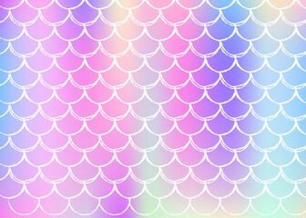 Gradient scale background with holographic mermaid.