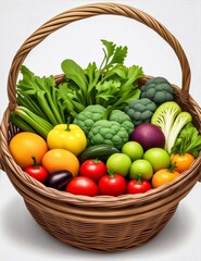 a basket filled with an assortment of fresh and vibrant vegetables. 