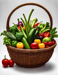 a basket filled with an assortment of fresh, vibrant vegetables.
