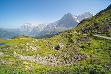 The Bernese Oberland in Switzerland, landscape from the hiking trail 