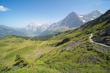 The Bernese Oberland in Switzerland, landscape from the hiking trail 