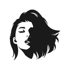beautiful woman's face and attractive hairstyle. vector illustration.