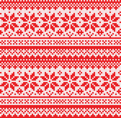 Seamless Christmas pixel pattern background for fashion textiles, knitwear and graphics. Vector illustration.