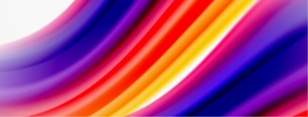 Rainbow color silk blurred wavy line background on white, luxuriously vibrant visually captivating backdrop. Stunning blend of colors reminiscent of rainbow, silky and gracefully blurred wavy pattern
