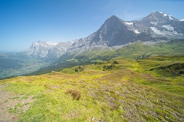 The Bernese Oberland in Switzerland, landscape from the hiking trail 