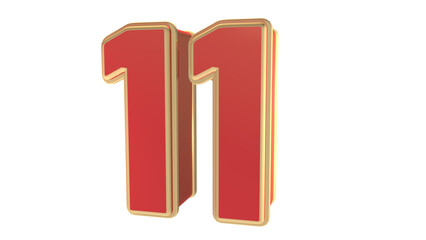 Red 3d number 11