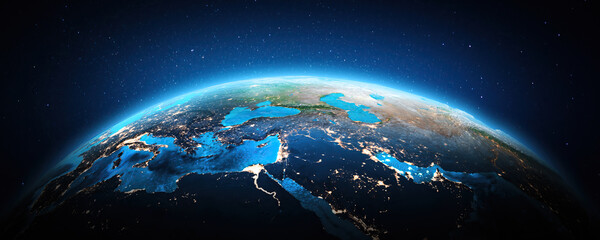 East Europe at night