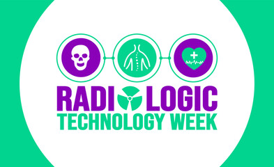 November is Radiologic Technology Week background template. Holiday concept. background, banner, placard, card, and poster design template with text inscription and standard color. vector illustration