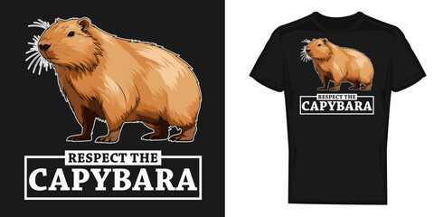 Funny Capybara animal loves vector t shirt design - obrazy, fototapety, plakaty