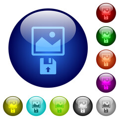 Upload image from floppy disk color glass buttons