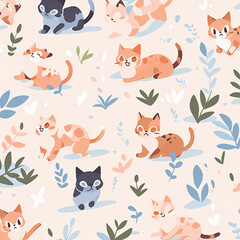 seamless pattern with cats