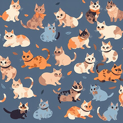 seamless pattern with cats