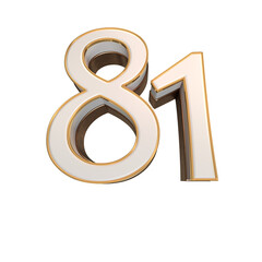 White gold 3d number 81