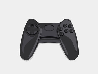 Black videogame controller on a white gradient background. Vector illustration design