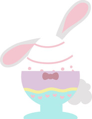 happy easter with bunny rabbit and egg, flat png transparent element character design