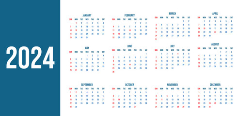 US 2024 Calendar national holidays mention. vector illustration. 