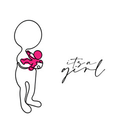 Line art character with transparent background. Minimal vector art. One line icon of A GIRL