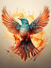 Colourful bird graphic with a lot of colours generatieve ai
