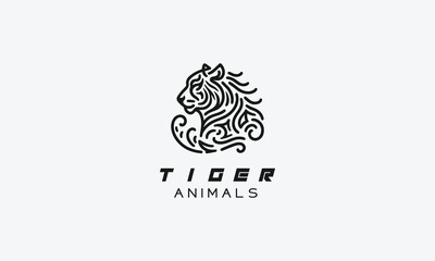 Tiger vector logo icon minimalistic line art design 