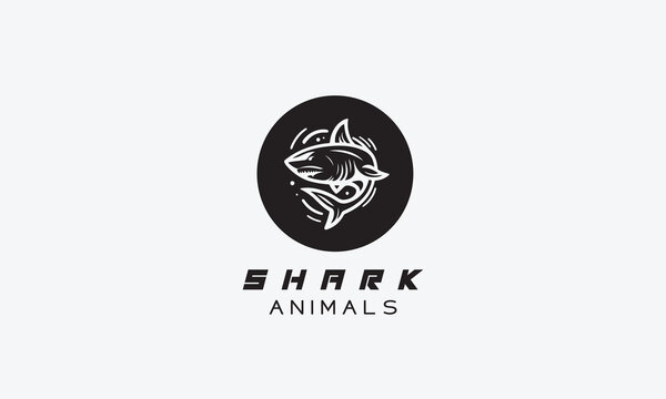 Shark vector logo icon minimalistic line art design