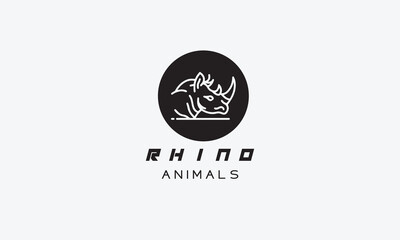 Rhino vector logo icon minimalistic line art design