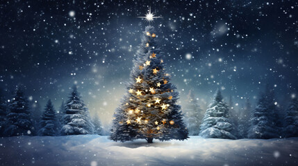 Obraz premium christmas tree with snow