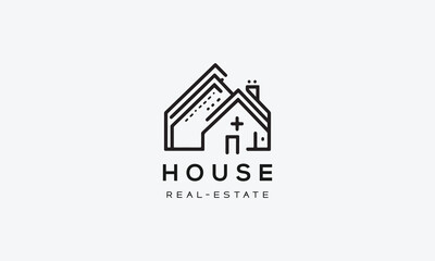 House real estate architect construction vector logo icon design