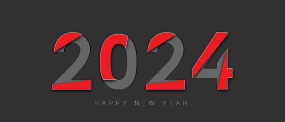 Happy new year 2024 design with colorful thin numerals
