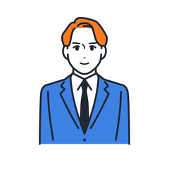 スーツを着た若い男性のシンプルなアバターアイコンのベクターイラスト素材