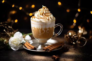 a glass of coffee with a New Year's mood