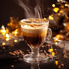 a glass of coffee with a New Year's mood