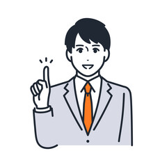 指差しで説明をする男子学生のシンプルなベクターイラスト素材