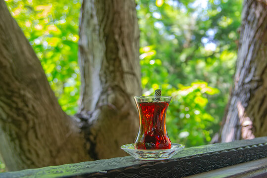 Turkish tea in traditional glass - Stock Image