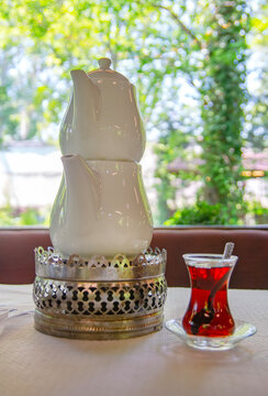 Turkish tea in traditional glass - Stock Image
