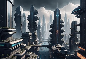 futuristic sci - fi futuristic sci - fi  city with neon light. futuristic sci - fi futuristic sci - fi  city with neon light. 3d rendered illustration of futuristic city, digital illustration