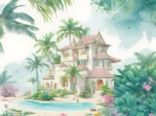 House with the palm trees