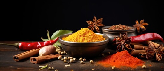 Indian curry spice blend made with fresh ingredients With copyspace for text