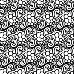 Pattern with floral and geometric elements. Intersecting curved and straight bold stripes forming abstract floral ornament. Vector background for design.