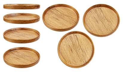 Wooden Plate, isolated on white background, clipping path, full depth of field - obrazy, fototapety, plakaty