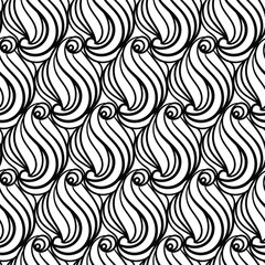 Pattern with floral and geometric elements. Intersecting curved and straight bold stripes forming abstract floral ornament. Vector background for design.