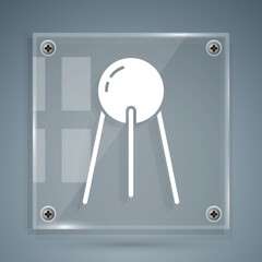 White Satellite icon isolated on grey background. Square glass panels. Vector