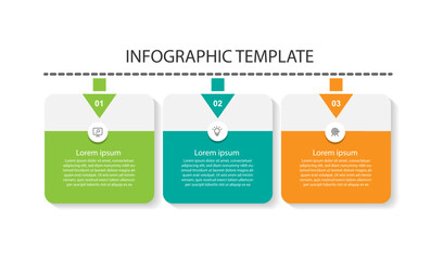 3 step process infographic template vector 