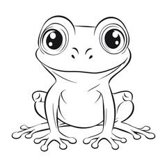 Cute frog coloring page for kids vector illustration