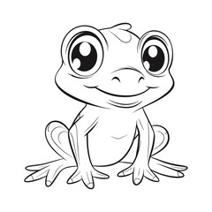 Cute frog coloring page for kids vector illustration