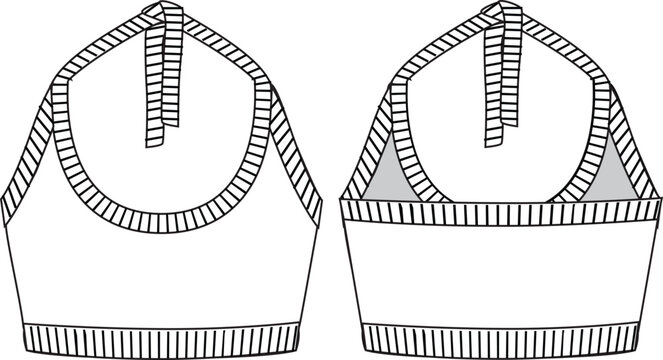 Premium Vector  Technical sketch of halter neck strappy sports