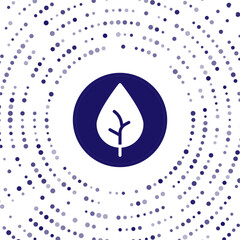 Blue Tea leaf icon isolated on white background. Tea leaves. Abstract circle random dots. Vector