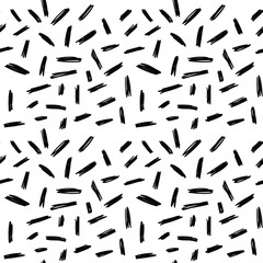 Seamless pattern with hand drawn brush strokes. Ink illustration. Geometric pattern for wrapping paper.